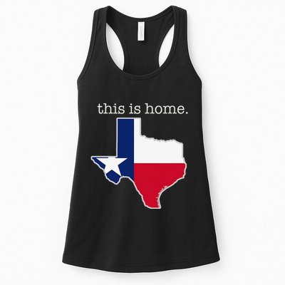 Texas This Is Home with State Outline and Texas Flag Womens Tank Top