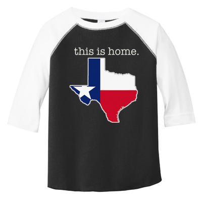 Texas This Is Home with State Outline and Texas Flag Toddler Fine Jersey T-Shirt