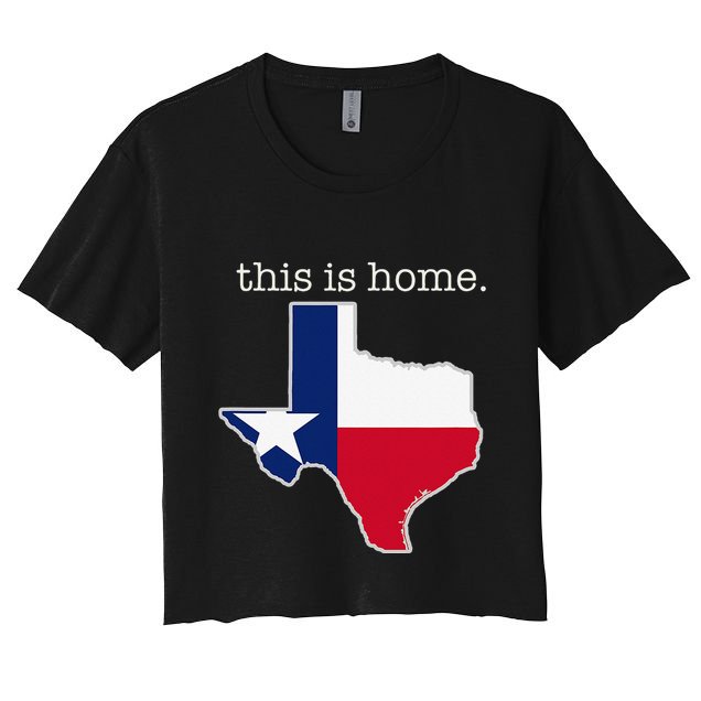 Texas This Is Home with State Outline and Texas Flag Crop Top