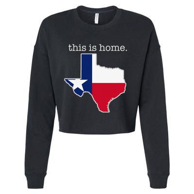 Texas This Is Home with State Outline and Texas Flag Cropped Pullover Crew