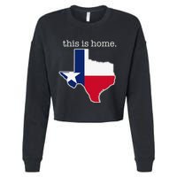 Texas This Is Home with State Outline and Texas Flag Cropped Pullover Crew