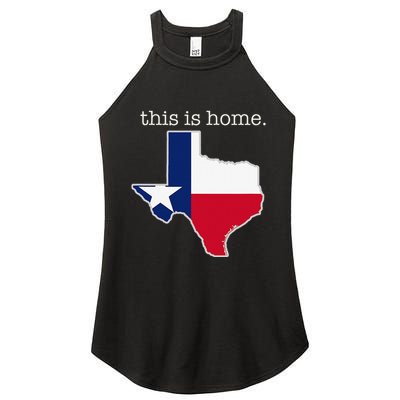 Texas This Is Home with State Outline and Texas Flag Women's Perfect Tri Rocker Tank