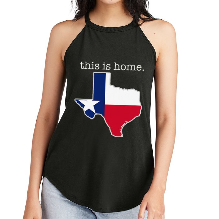 Texas This Is Home with State Outline and Texas Flag Women's Perfect Tri Rocker Tank