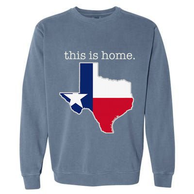 Texas This Is Home with State Outline and Texas Flag Garment-Dyed Sweatshirt
