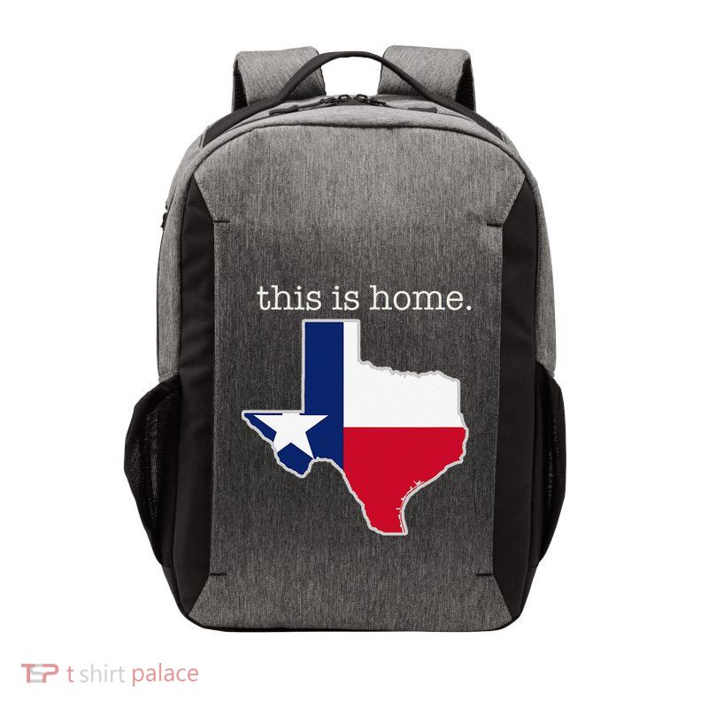 Texas This Is Home with State Outline and Texas Flag Vector Backpack