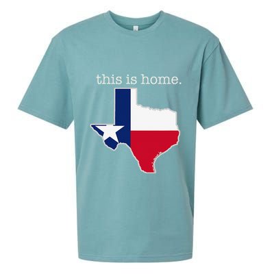 Texas This Is Home with State Outline and Texas Flag Sueded Cloud Jersey T-Shirt