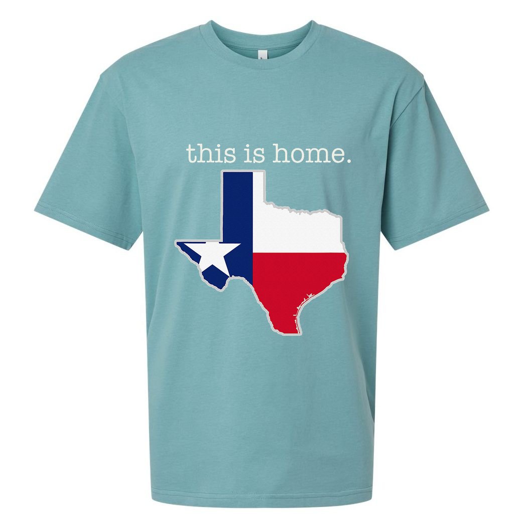 Texas This Is Home with State Outline and Texas Flag Sueded Cloud Jersey T-Shirt