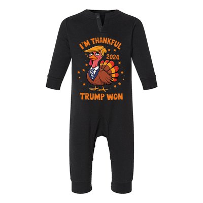 Trump Turkey IM Thankful Trump Won 2024 Infant Fleece One Piece