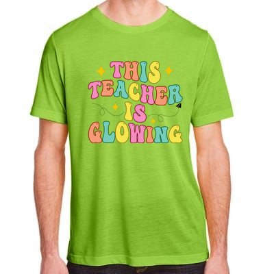 This Teacher Is Glowing Hello Summer Funny End Of School Adult ChromaSoft Performance T-Shirt