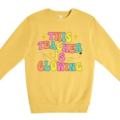 This Teacher Is Glowing Hello Summer Funny End Of School Premium Crewneck Sweatshirt