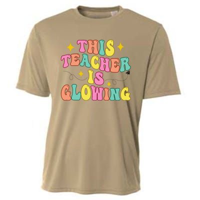 This Teacher Is Glowing Hello Summer Funny End Of School Cooling Performance Crew T-Shirt