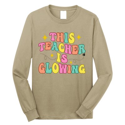 This Teacher Is Glowing Hello Summer Funny End Of School Long Sleeve Shirt