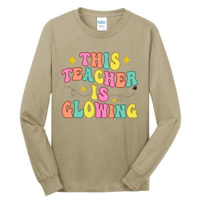 This Teacher Is Glowing Hello Summer Funny End Of School Tall Long Sleeve T-Shirt