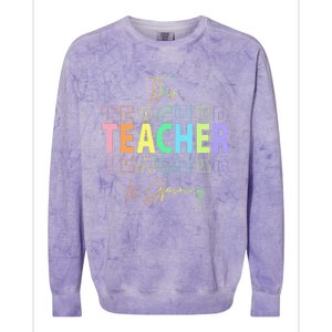 This Teacher Is Glowing Hello Summer Funny End Of School Colorblast Crewneck Sweatshirt