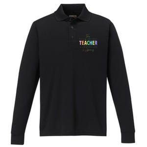 This Teacher Is Glowing Hello Summer Funny End Of School Performance Long Sleeve Polo