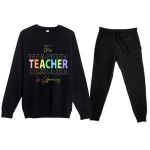 This Teacher Is Glowing Hello Summer Funny End Of School Premium Crewneck Sweatsuit Set