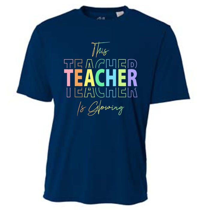 This Teacher Is Glowing Hello Summer Funny End Of School Cooling Performance Crew T-Shirt