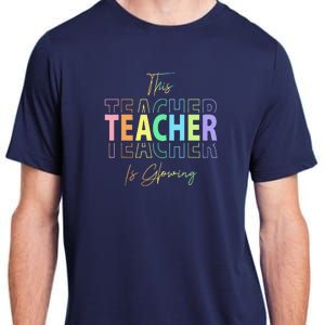 This Teacher Is Glowing Hello Summer Funny End Of School Adult ChromaSoft Performance T-Shirt