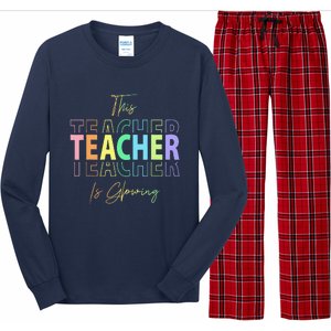 This Teacher Is Glowing Hello Summer Funny End Of School Long Sleeve Pajama Set