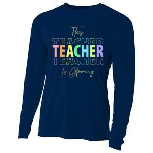 This Teacher Is Glowing Hello Summer Funny End Of School Cooling Performance Long Sleeve Crew