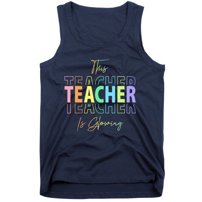 This Teacher Is Glowing Hello Summer Funny End Of School Tank Top