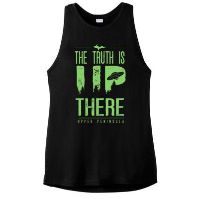 The Truth Is Up There Upper Peninsula Ufo Ladies PosiCharge Tri-Blend Wicking Tank