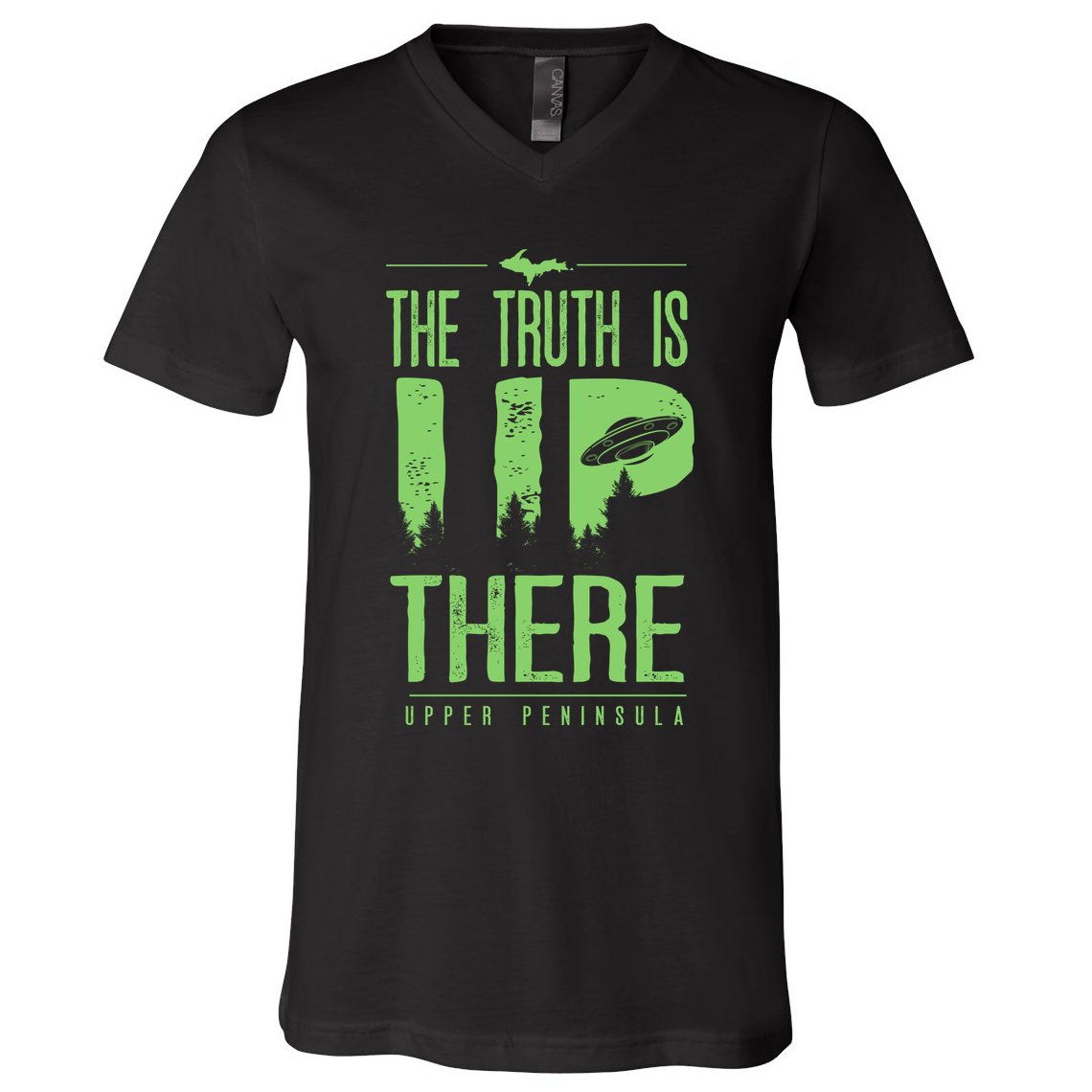 The Truth Is Up There Upper Peninsula Ufo V-Neck T-Shirt