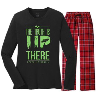 The Truth Is Up There Upper Peninsula Ufo Women's Long Sleeve Flannel Pajama Set 