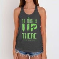 The Truth Is Up There Upper Peninsula Ufo Women's Knotted Racerback Tank