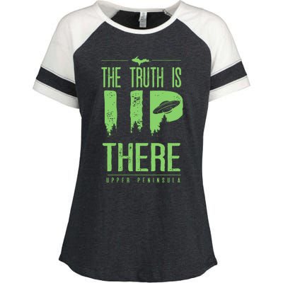 The Truth Is Up There Upper Peninsula Ufo Enza Ladies Jersey Colorblock Tee