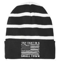 Try That In My Small Town Striped Beanie with Solid Band