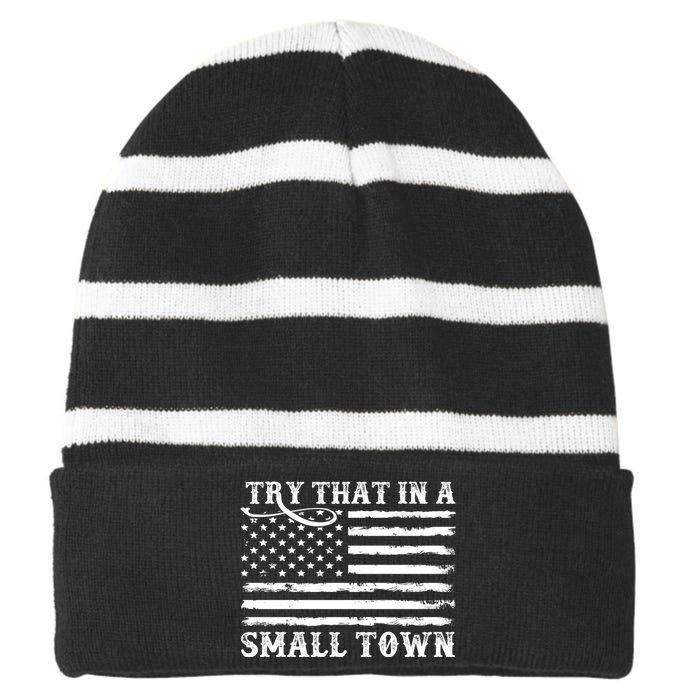 Try That In My Small Town Striped Beanie with Solid Band