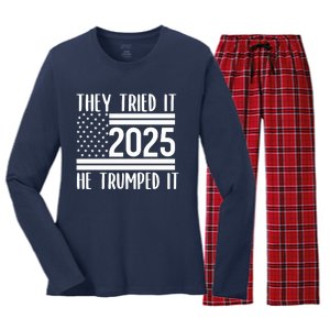 They Tried It He Trumped It 2025 Women's Long Sleeve Flannel Pajama Set 