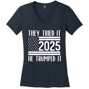 They Tried It He Trumped It 2025 Women's V-Neck T-Shirt