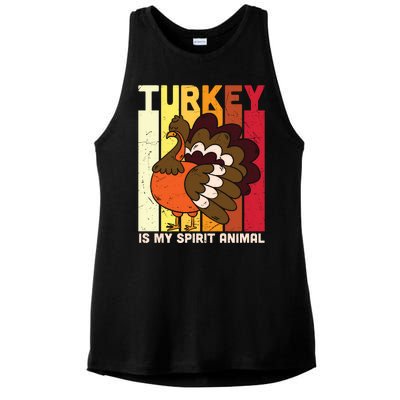 Thanksgiving Turkey Is My Spirit Animal Ladies PosiCharge Tri-Blend Wicking Tank