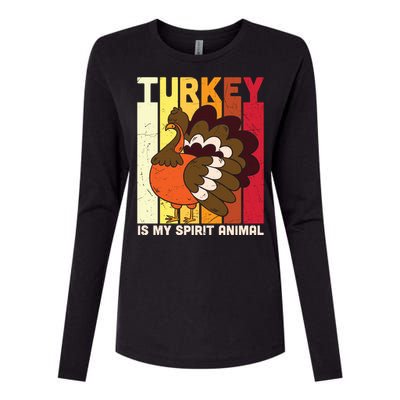 Thanksgiving Turkey Is My Spirit Animal Womens Cotton Relaxed Long Sleeve T-Shirt