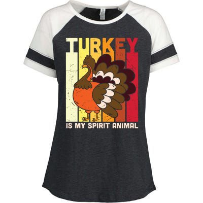 Thanksgiving Turkey Is My Spirit Animal Enza Ladies Jersey Colorblock Tee