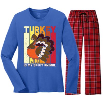 Thanksgiving Turkey Is My Spirit Animal Women's Long Sleeve Flannel Pajama Set 