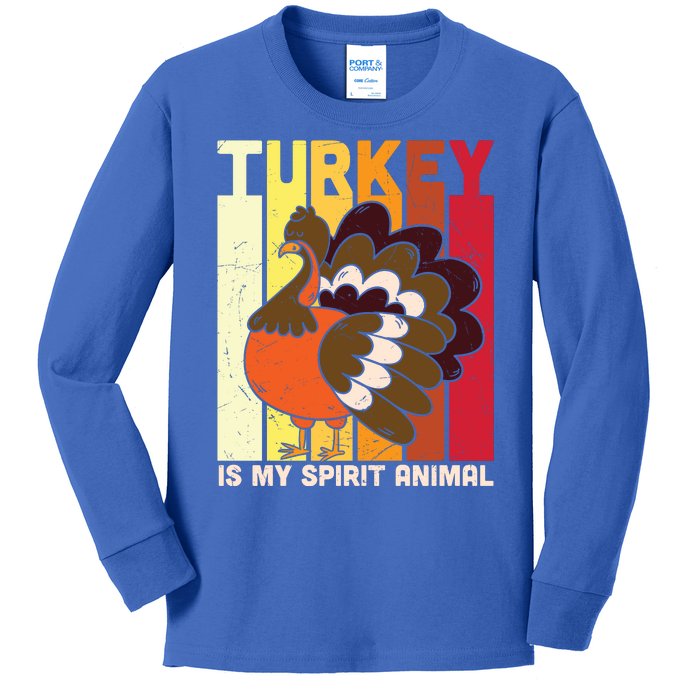 Thanksgiving Turkey Is My Spirit Animal Kids Long Sleeve Shirt