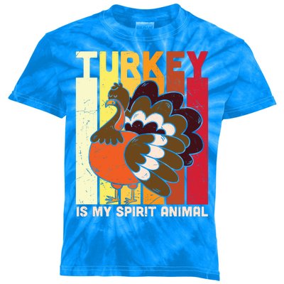 Thanksgiving Turkey Is My Spirit Animal Kids Tie-Dye T-Shirt