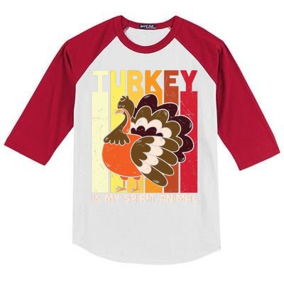 Thanksgiving Turkey Is My Spirit Animal Kids Colorblock Raglan Jersey