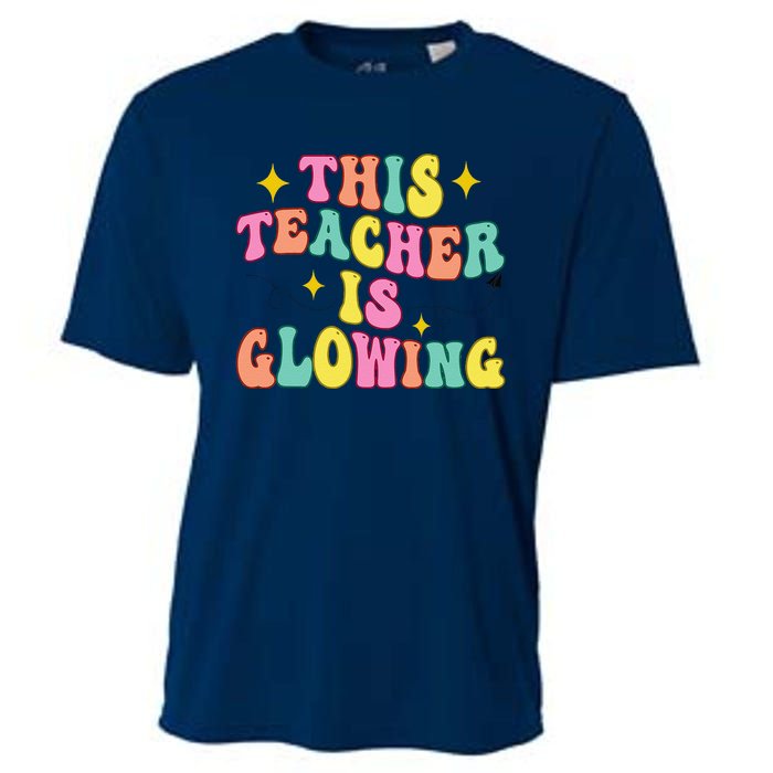 This Teacher Is Glowing Hello Summer Funny End Of School Cooling Performance Crew T-Shirt