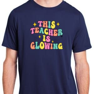 This Teacher Is Glowing Hello Summer Funny End Of School Adult ChromaSoft Performance T-Shirt