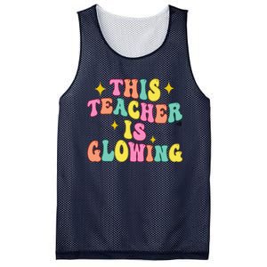 This Teacher Is Glowing Hello Summer Funny End Of School Mesh Reversible Basketball Jersey Tank