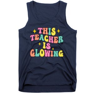 This Teacher Is Glowing Hello Summer Funny End Of School Tank Top