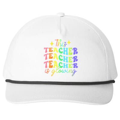 This Teacher Is Glowing Hello Summer Funny End Of School Snapback Five-Panel Rope Hat