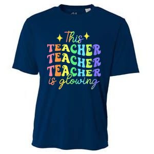 This Teacher Is Glowing Hello Summer Funny End Of School Cooling Performance Crew T-Shirt