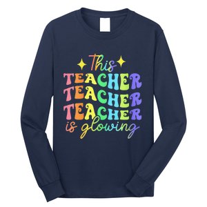 This Teacher Is Glowing Hello Summer Funny End Of School Long Sleeve Shirt