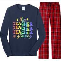 This Teacher Is Glowing Hello Summer Funny End Of School Long Sleeve Pajama Set