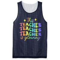 This Teacher Is Glowing Hello Summer Funny End Of School Mesh Reversible Basketball Jersey Tank